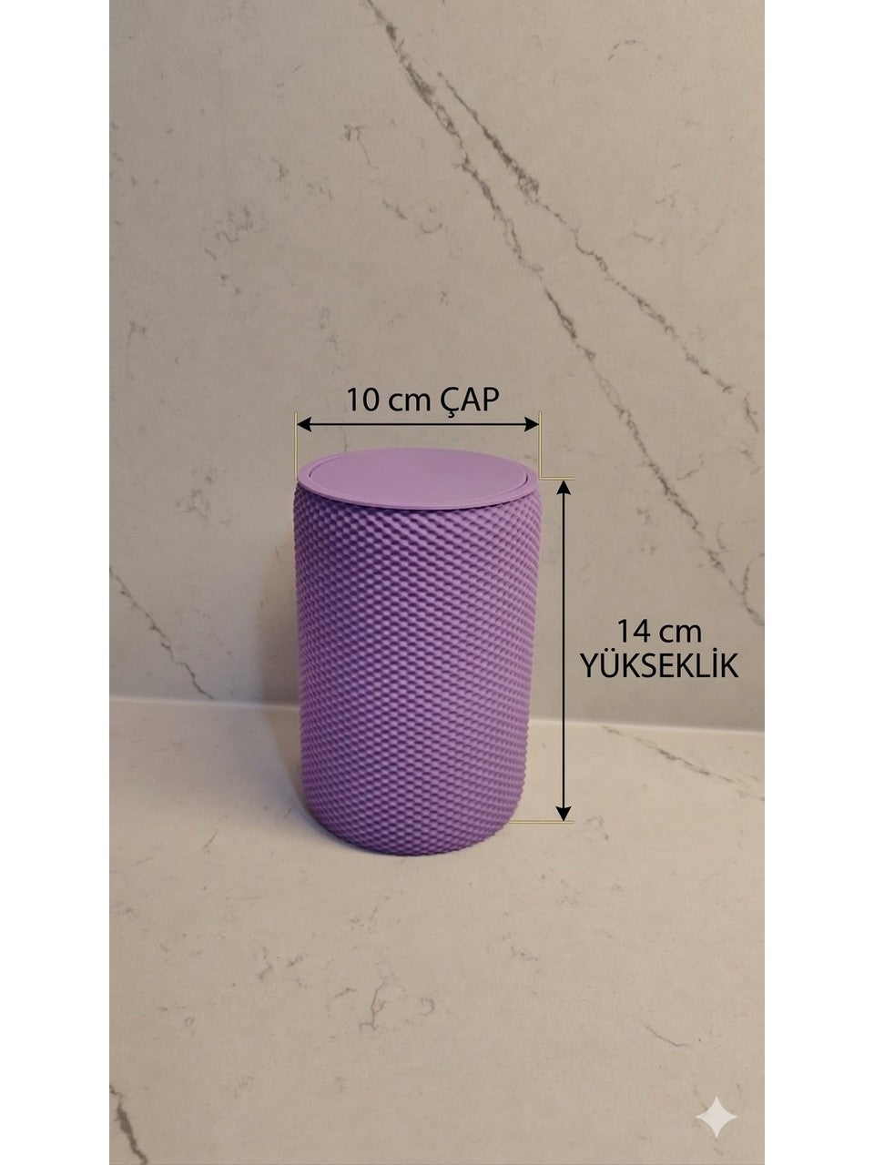 Döner Kapaklı Masaüstü Mini Çöp Kovası - 14 cm - MOR